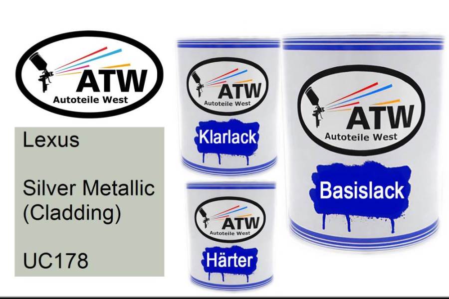 Lexus, Silver Metallic (Cladding), UC178: 1L Lackdose + 1L Klarlack + 500ml Härter - Set, von ATW Autoteile West.